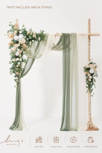ling's moment wedding arch flowers, arbor decor, 5-piece, front angle view