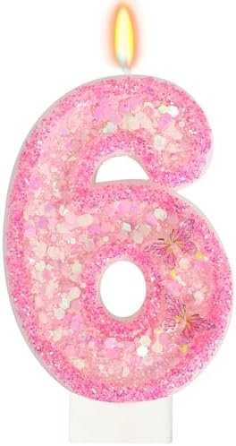 Number 6 Butterfly Birthday Candle, Cake Topper, Party Decor