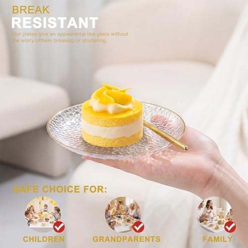rubtlamp 200 pcs clear gold dessert plates with, close-up detail
