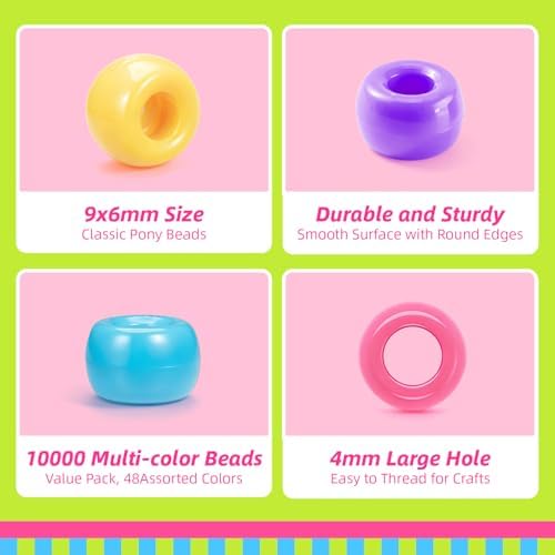 simetufy 10000pcs pony beads bulk 48 colors rave, view 9