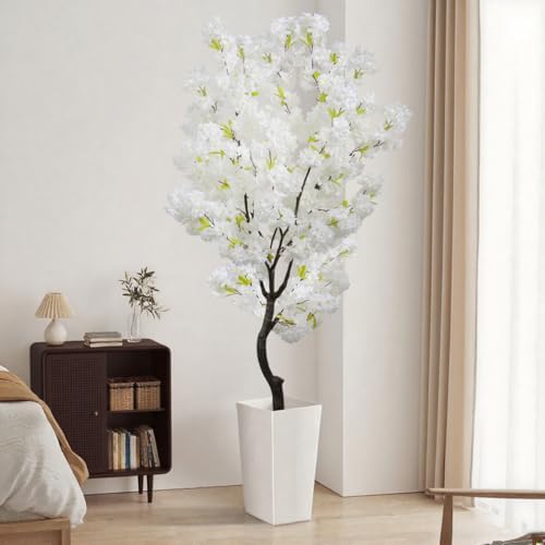 bincue artificial white cherry blossom tree fake tree, view 9
