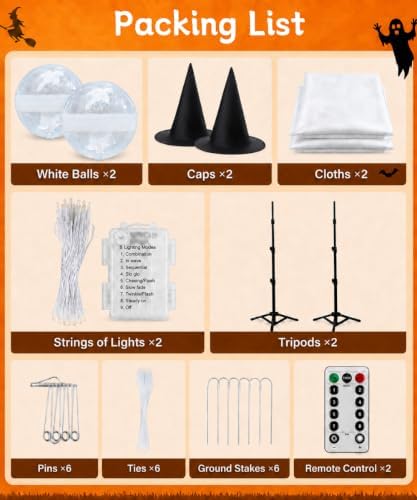 lighted halloween ghost decorations with remote & timer on a desk or shelf