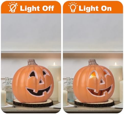 11" jack o lantern halloween pumpkin lantern light shown in use