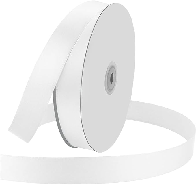 1" Wide x 100 Yards Single Face Polyester Satin Ribbon, Satin Ribbon for Crafts, Gift, Hair Bows, Wedding Party Decoration, Bow Making & Other Projects (White)