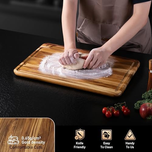 teak wood cutting boards for kitchen 17'' wooden showing dimensions