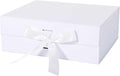 LFBOX White Gift Box with Ribbon Magnetic Lids 1 Pack | Large Gift Boxes Bridesmaid Groomsman Proposal Boxes, 10.2x9x3.74 in, Collapsible Wedding Storage Box
