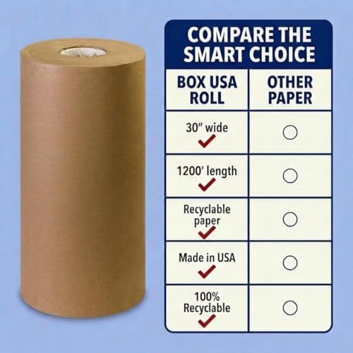 box usa kraft paper roll 30 x 14400", front angle view