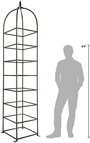 h potter 8.5 foot iron garden obelisk trellis, side view