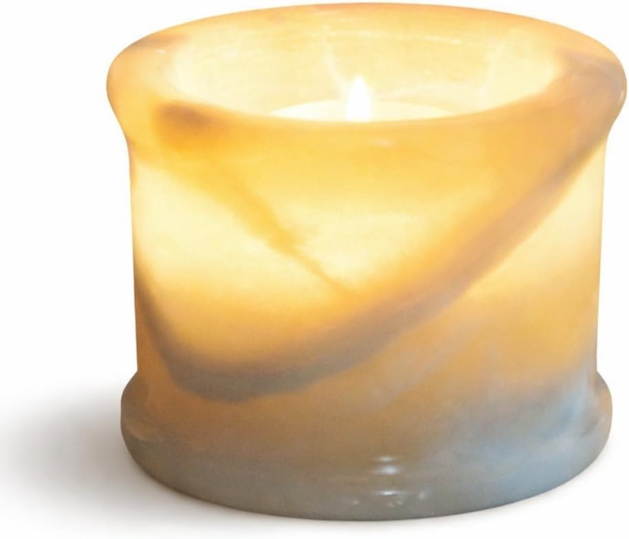 CraftsOfEgypt Egyptian Real Alabaster Stone/Marble Candle Holder Votive