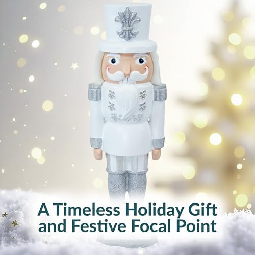 sunnydaze 3ft sterling the silver nutcracker christmas decoration showing dimensions