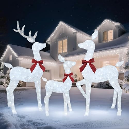 hoyechi 4 ft christmas decorations outdoor lighted reindeer, view 9