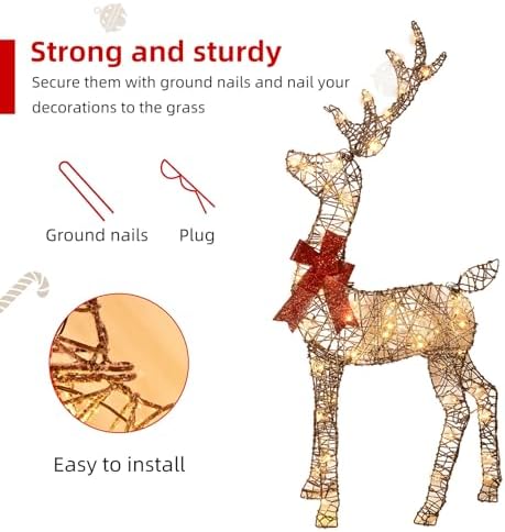 hoyechi 4ft christmas decorations outdoor lighted reindeer –, package contents