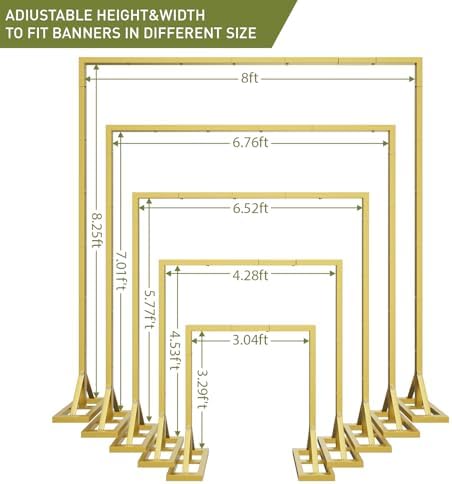 ogemxu 8.2ft backdrop stand, square wedding arch & shown in use