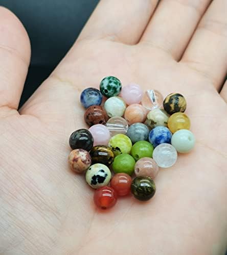 6mm natural round stone beads real gemstone beading, front angle view
