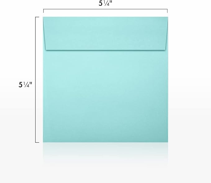 LUXPaper Square Invitation Envelopes | Peel & Press | 5 1/4" x 5 1/4" | Seafoam Blue | 80lb. Text | 50 Qty