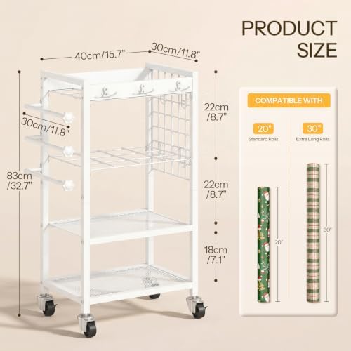 hoobro wrapping paper storage cart, rolling craft storage shown in use