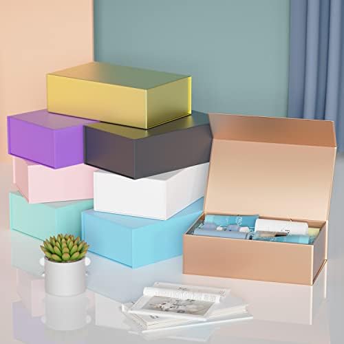 ryddoy 5pack rose gold gift box,9.5x6x3'' gift boxes, front angle view