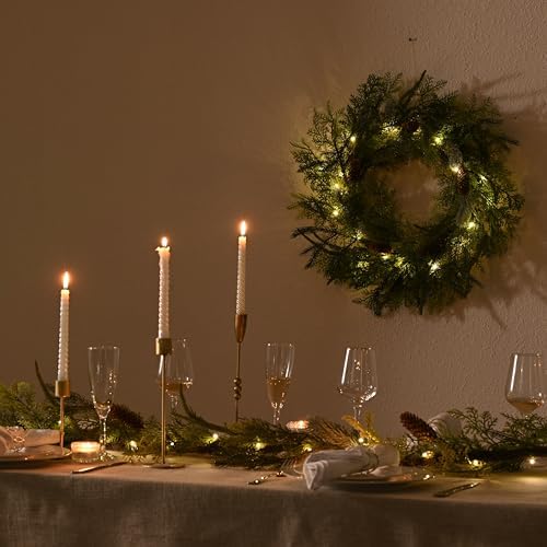 decorbyhannah 20" norfolk pine christmas door wreath with, close-up detail