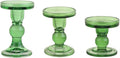 3-Piece Set of Green Glass Candlestick, Crystal Candlestick Holder Holder and Conical Candle, Christmas Candle Holder Decoration, Family Living Room Wedding Candle Holder (green1set)