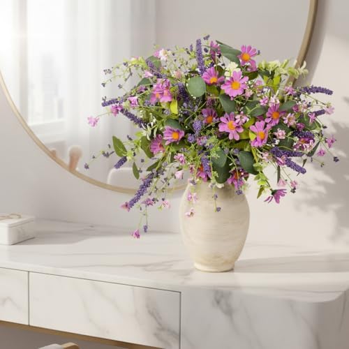20" artificial flowers bouquet for vase indoor, 6 showing dimensions