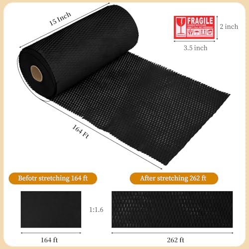 black honeycomb packing paper 2 rolls, 15 x, close-up detail