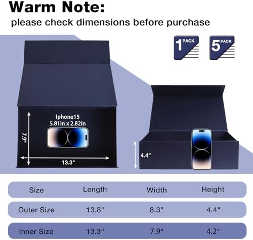 lfbox navy blue gift box with magnetic lids shown in use