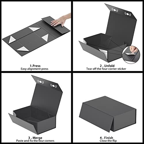 ryddoy 5 pack black gift box, 12x6x4'' gift showing dimensions