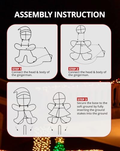 2-piece lighted 2d gingerbread man christmas decorations outdoor, package contents