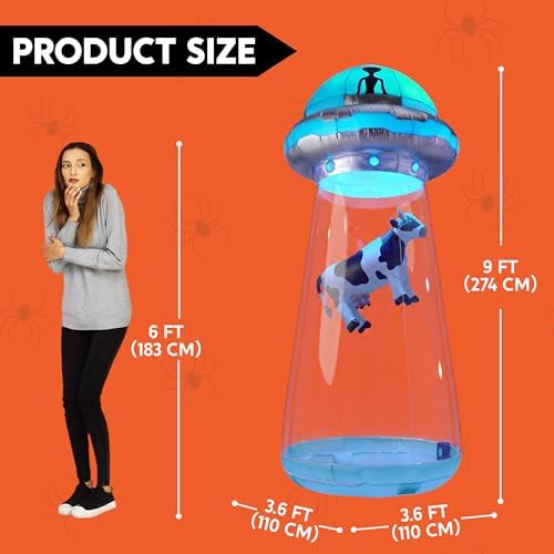 joiedomi 9 ft tall halloween inflatable ufo outdoor, side view
