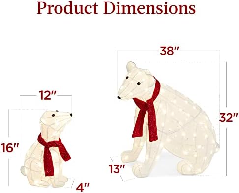 best choice products 32in 2-piece lighted polar bear on a desk or shelf