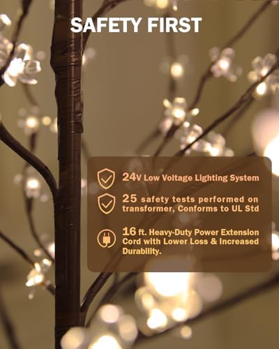 tybeeu 4ft 5ft 6ft lighted cherry blossom tree, side view