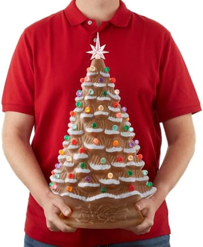 casafield hand painted ceramic christmas tree, gingerbread 18-inch, close-up detail
