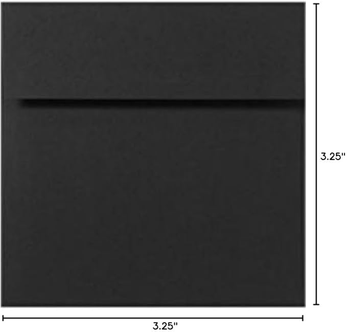 LUXPaper Square Invitation Envelopes | Peel & Press | 3 1/4" x 3 1/4" | Midnight Black | 80lb. Text | 50 Qty