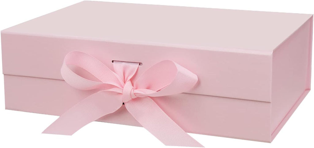 DaiUni 10.5"X7.5"X3.1" Pink Magnetic Gift Box with Lid and Ribbon for Presents
