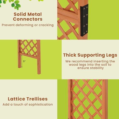 moccha 7.7 ft garden arbor, 93" wood arbor, side view