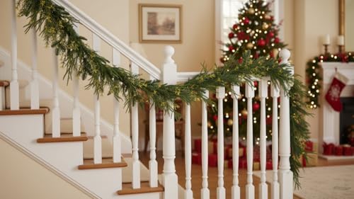 9ft handmade christmas garland,artificial cypress cedar pine needles, view 9