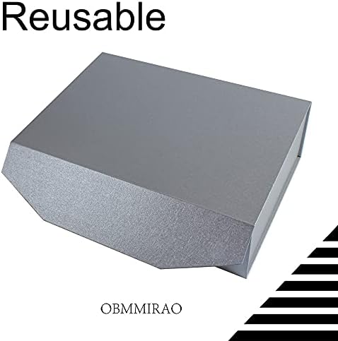 silver magnetic large gift box with lid, 13x9x4, package contents