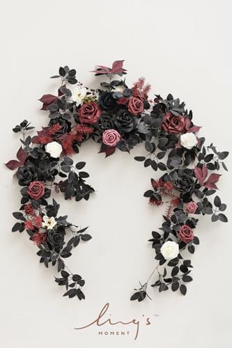 ling's moment flower garland, 6ft eucalyptus & rose on a desk or shelf