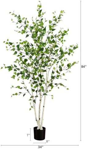 nearly natural 7 ft artificial birch tree with shown in use