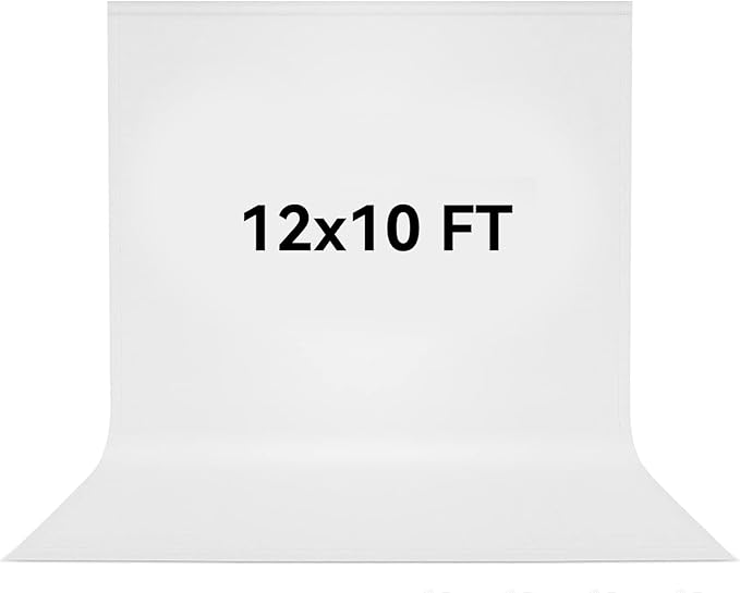 12x10 FT White Backdrop Background for Photography, 100% Polyester Photo Booth Backdrop Foldable Washable White Screen for Portrait Photoshoots Booth Party Video Studio