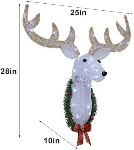 waterglide lighted christmas wall decor reindeer head, 28" shown in use