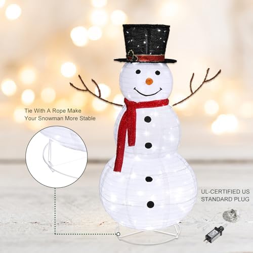 outvita outdoor christmas decorations 4ft lighted snowman, white, side view