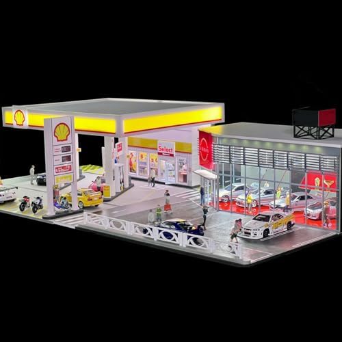 1/64 shell gas station display case gas station, side view