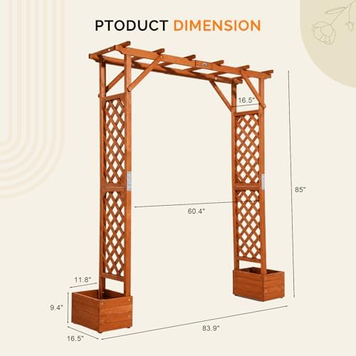 vingli wooden garden arbor with planter, wedding arch on a desk or shelf