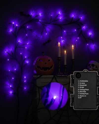 9 ft halloween twig garland decoration with 45 on a desk or shelf