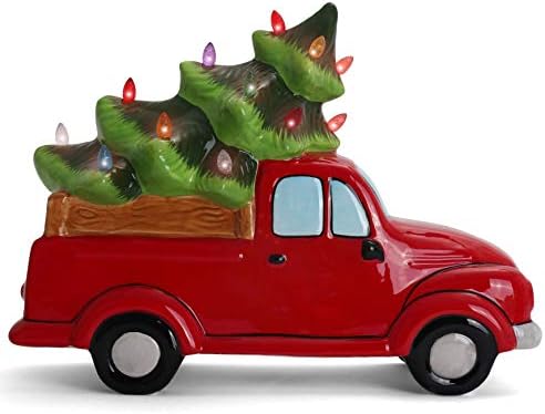 ceramic christmas tree and vintage truck - nostalgic shown in use