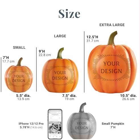 let's make memories personalized light up halloween pumpkin showing dimensions