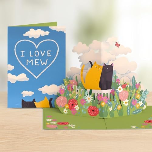 Lovepop Love Pop-Up Card for Her and Him - 3D Greeting Cards for Boys, Girls, Men, Women - I Love Mew Cats - 5" x 7" Card - Blank Notecard & Envelope Included