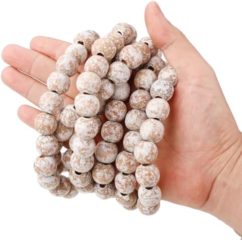 fairysandy 39.3 ft frosted wooden bead garland christmas shown in use