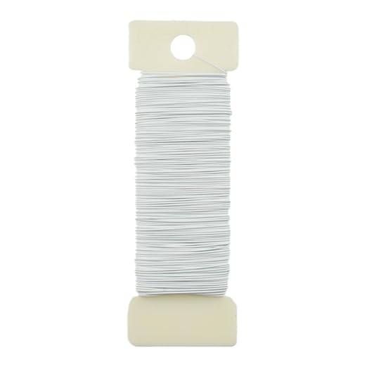 HAHIYO 26Gauge White Metal Floral Wire - 1 Roll, 38 Yards (115 Feet) - Flexible Paddle Wire for Crafts, Christmas Wreaths, Tree & Flower Arrangement